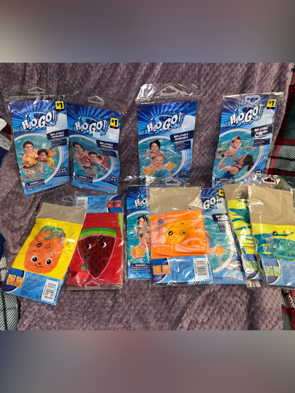 Kids Inflatable Arm Bands Floaties - Assorted designs.  Take lot of 11 All New